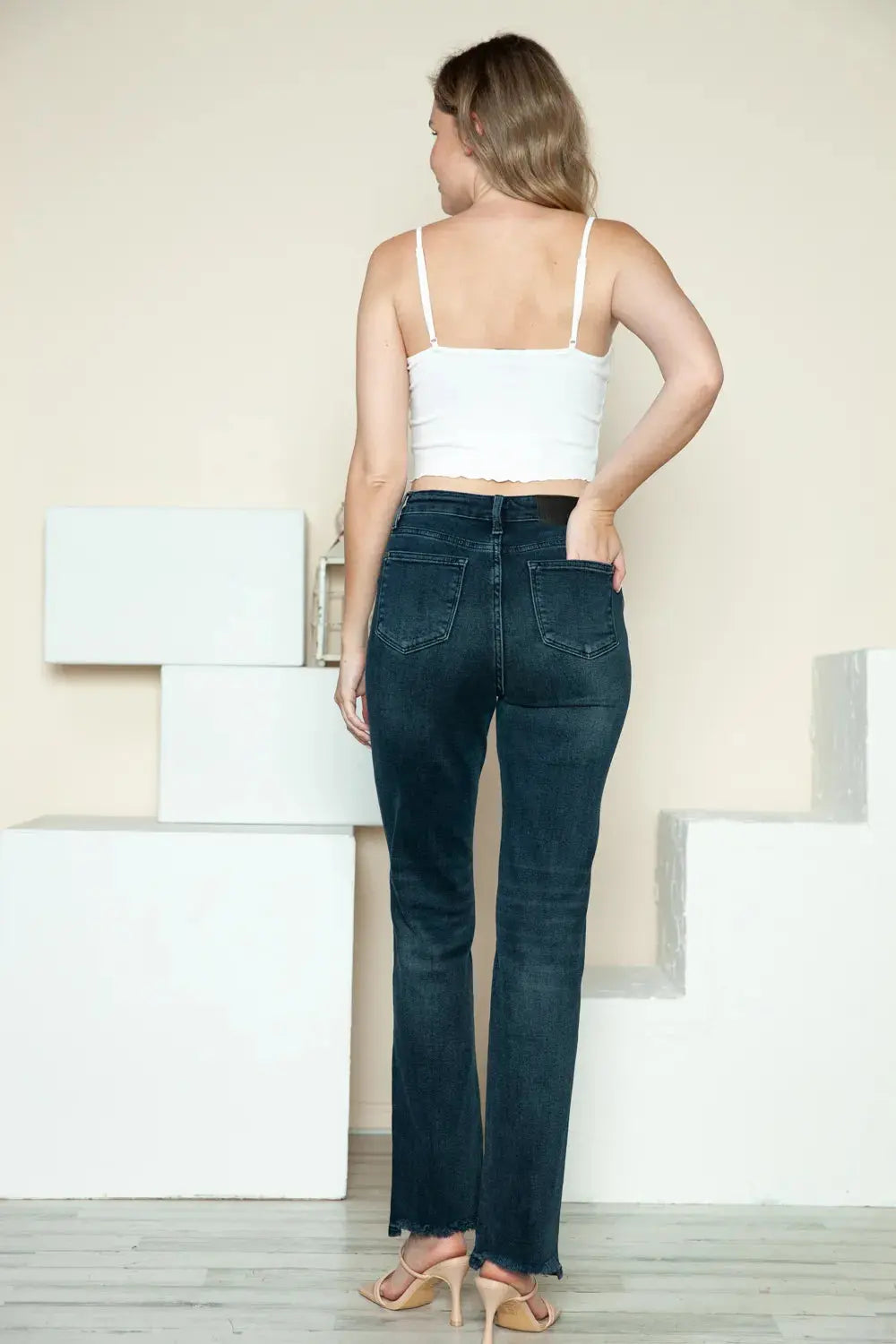 Judy Blue Full Size Button Fly Hem Destroy Straight Jeans  Style Ratio