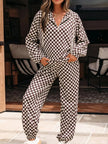 Checkered Drawstring Hoodie and Pants Set  Style Ratio