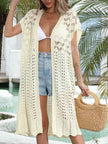 Open Front Short Sleeve Openwork Cover-Up  Style Ratio