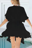 Ruffled Smocked Waist V-Neck Cover-Up  Style Ratio