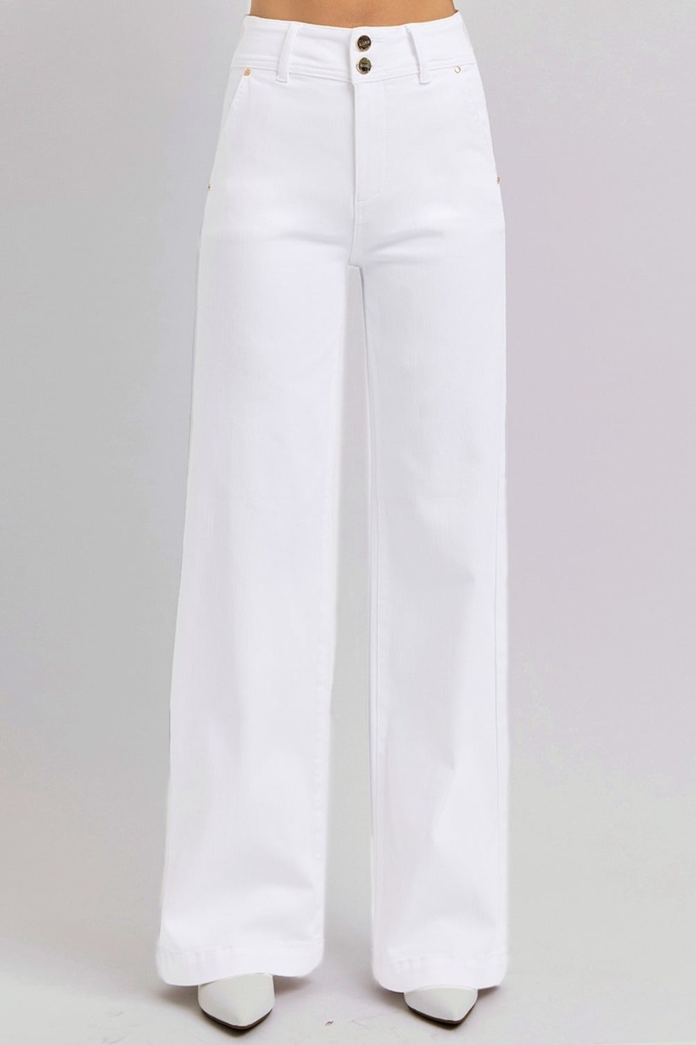 Double Button Wide Leg Jeans