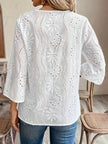 Eyelet Embroidered Notched Blouse  Style Ratio
