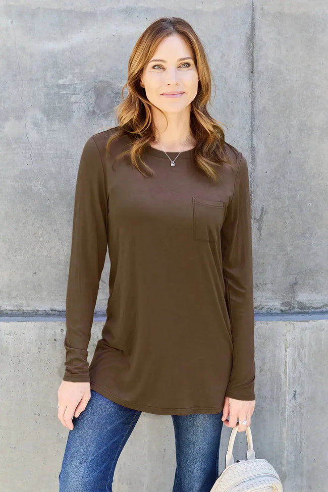Basic Bae Full Size Round Neck Long Sleeve Top  Style Ratio