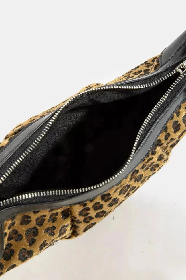 Fame Leopard Print Half Moon Shoulder Bag  Style Ratio