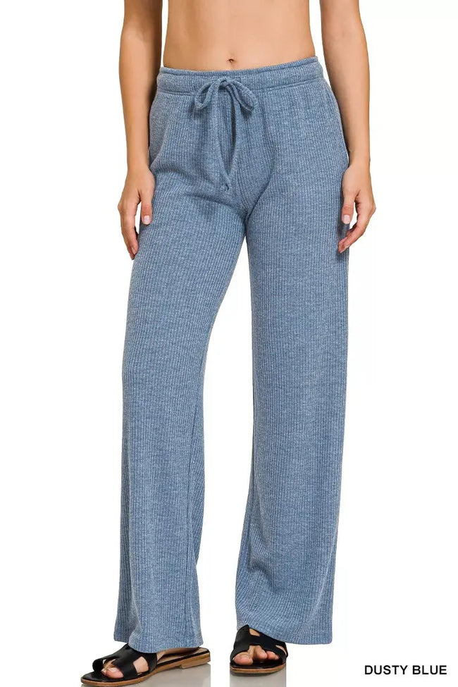 Zenana Ribbed Drawstring Lounge Pants  Style Ratio
