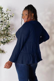 Double Take Half Button Long Sleeve Ruffle Hem Blouse  Style Ratio