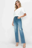 bytos Full Size Distressed High Rise Straight Jeans  Style Ratio