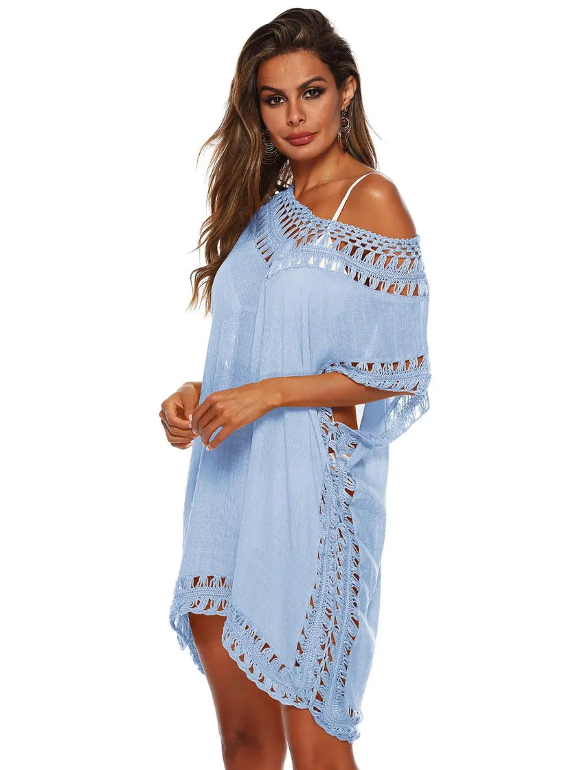 Bohemian Crochet Trim Beach Cover Up  Style Ratio