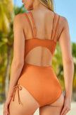 Drawstring Plunge One-Piece Swimwear  Style Ratio