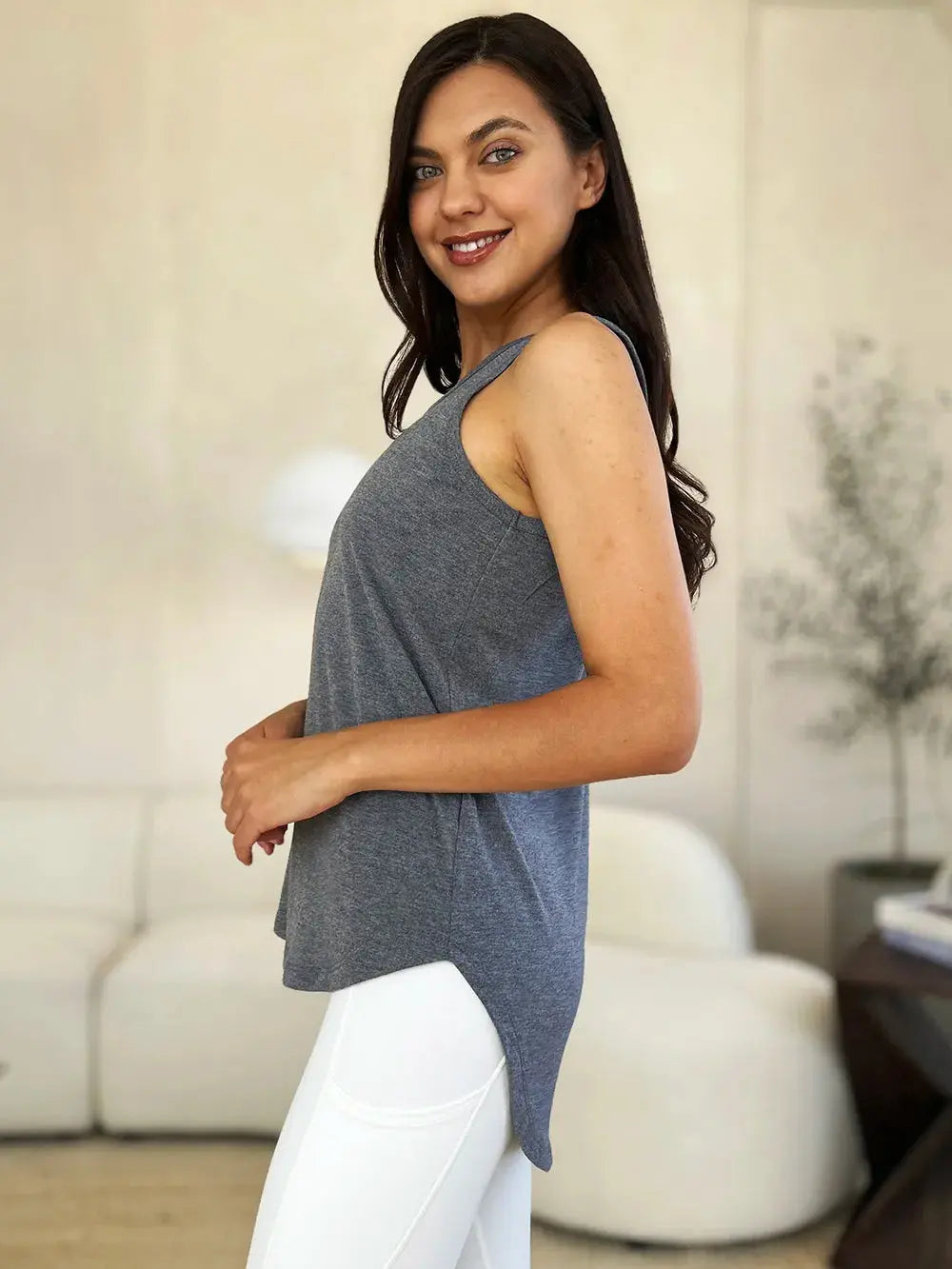 Basic Bae Full Size Round Neck Curved Hem Tank  Style Ratio
