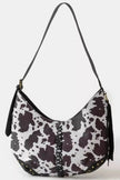 Fame Cow Print Hobo Shoulder Bag with Studded Details  Style Ratio