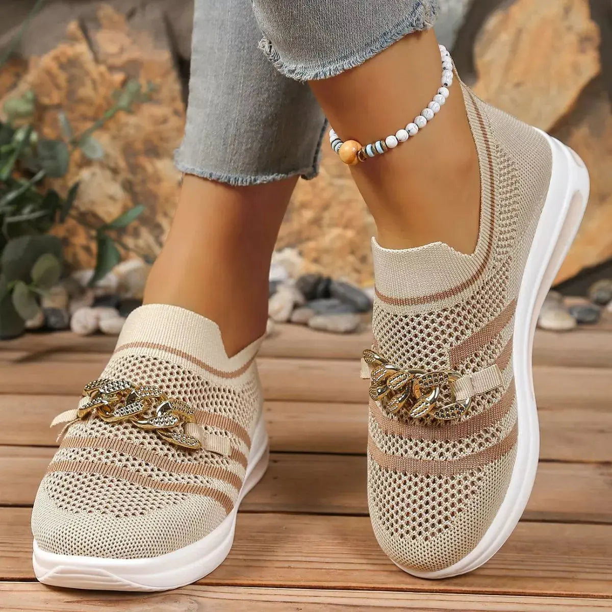 Round Toe Mesh Slip-Ons  Style Ratio