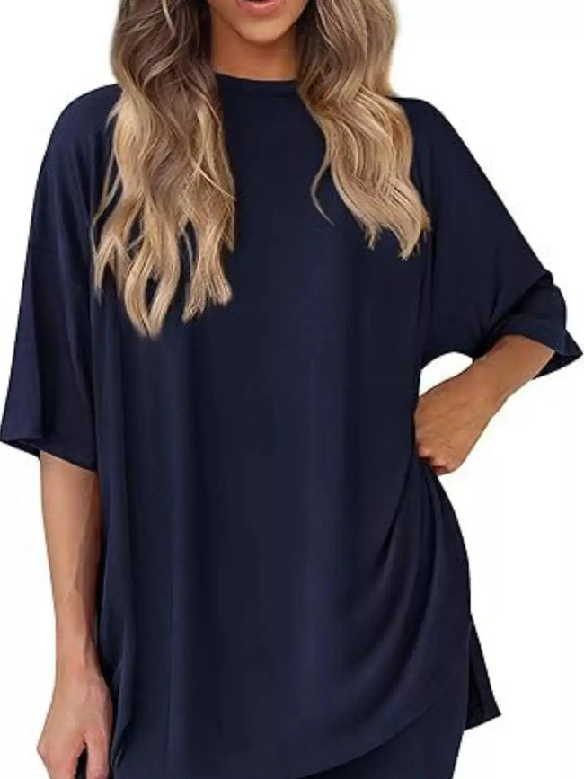 Full Size Relaxed Fit Top and Shorts Two-Piece Set  Style Ratio