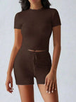 Round Neck Short Sleeve Top and Shorts Loungewear  Style Ratio