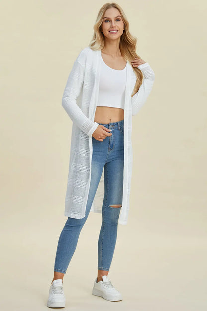 Double Take Open Front Longline Cardigan Trendsi