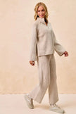 BiBi Two Tone Rib Textured Knit Collared Top with Zip Up  Style Ratio