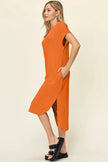 Double Take Full Size Round Neck Short Sleeve Slit Dress  Style Ratio