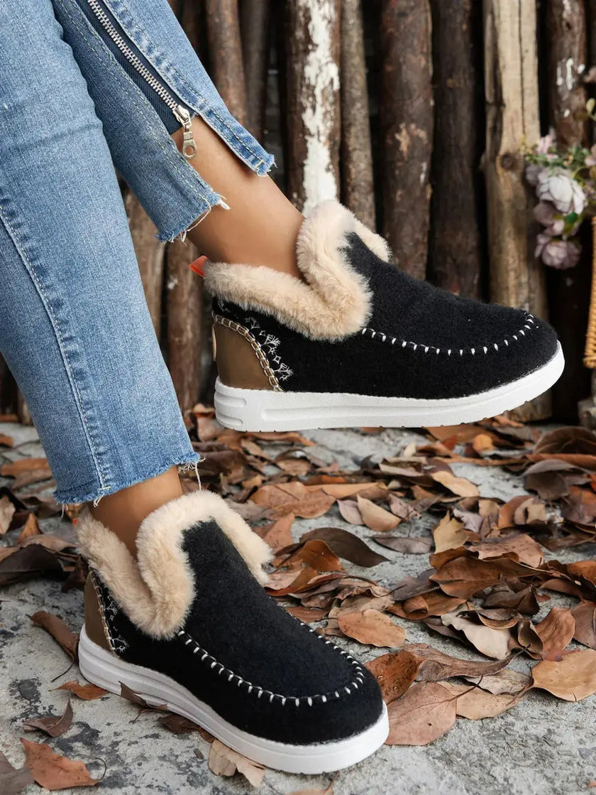 Furry Suede Round Toe Flat Sneakers  Style Ratio