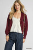 Umgee Chunky Cable Knit V-Neck Button Up Cardigan  Style Ratio
