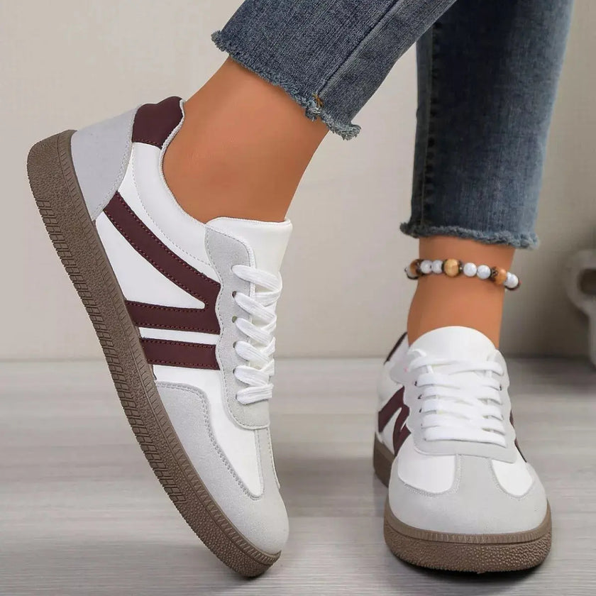 Striped Lace-Up Casual Sneakers  Style Ratio
