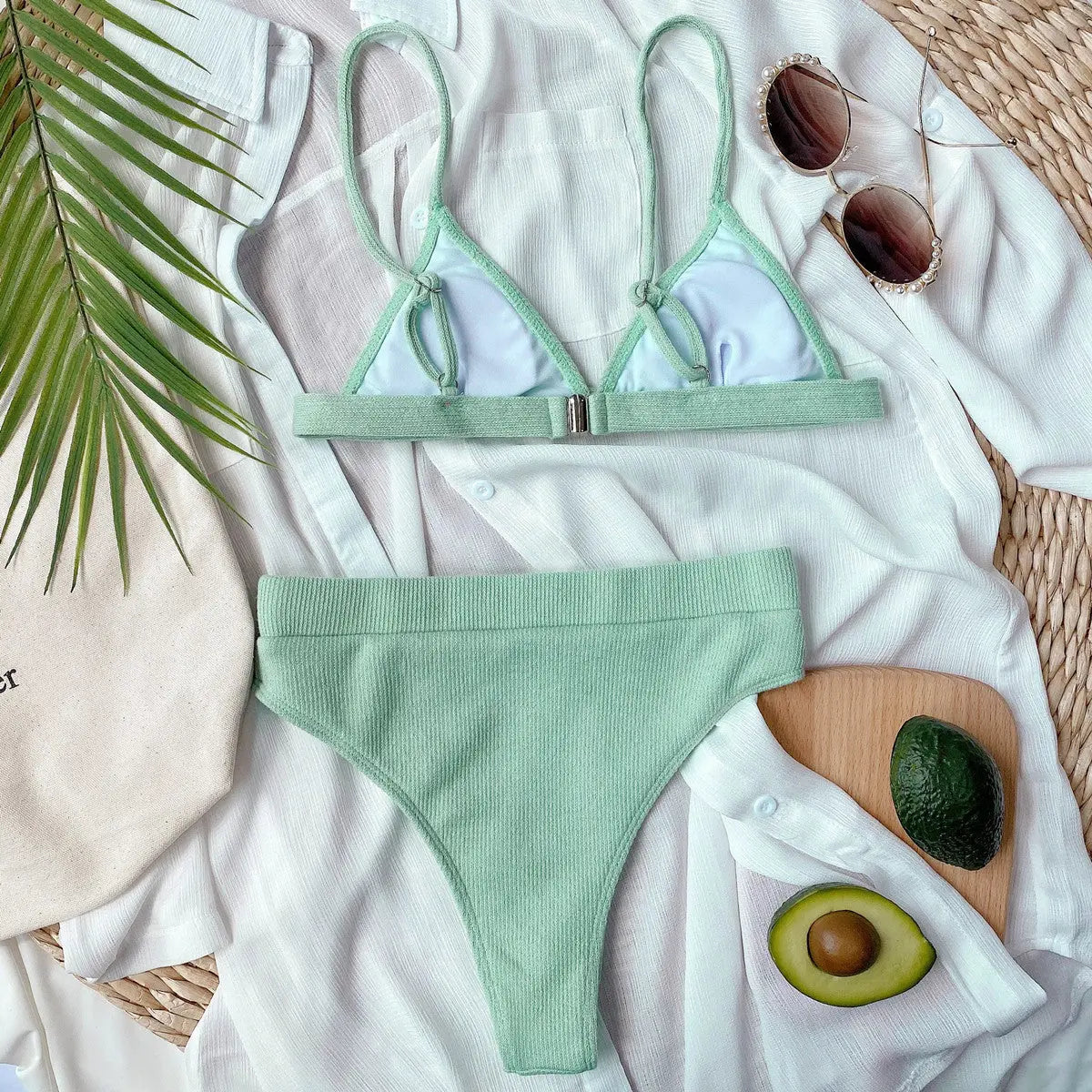 Spaghetti Strap Ribbed Bikini  Style Ratio