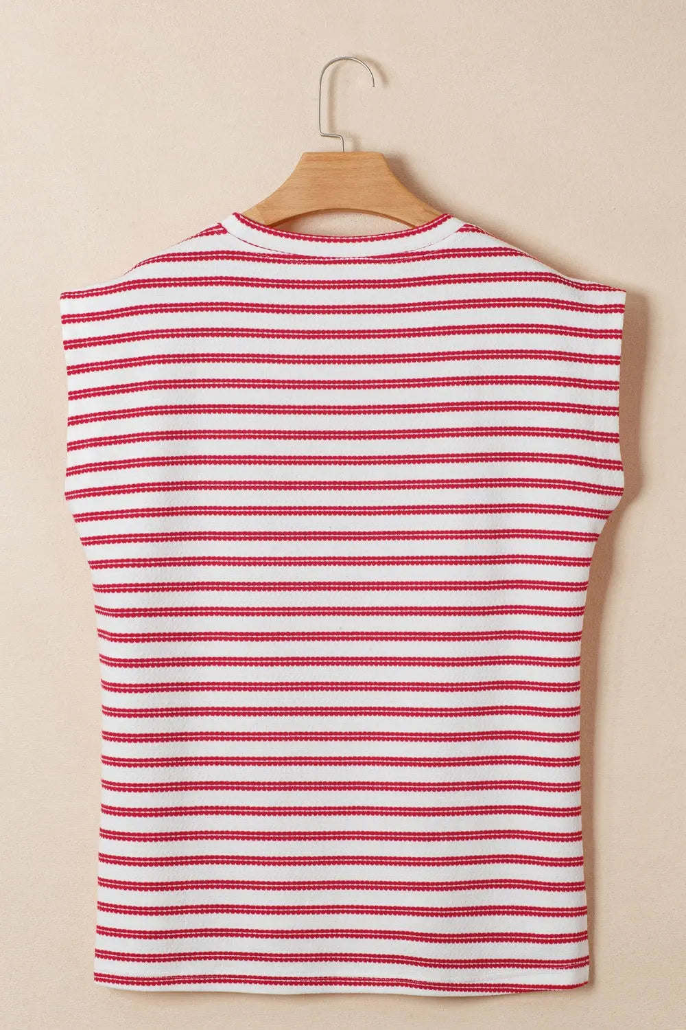 Stripe Textured Knit Button Detail Short Sleeve Shirt  Style Ratio