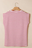 Stripe Textured Knit Button Detail Short Sleeve Shirt  Style Ratio