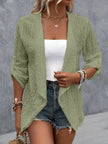 Eyelet Roll-Tab Sleeve Cardigan  Style Ratio