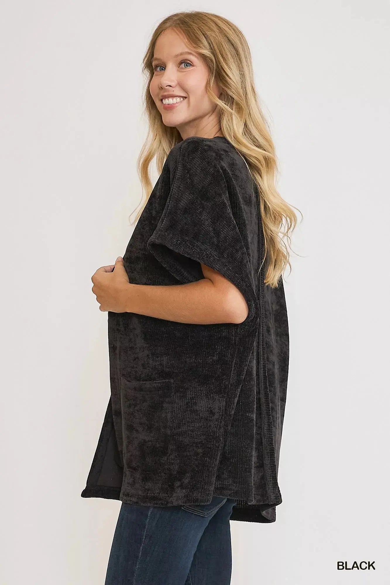 Umgee Open Front Knit Cardigan with Front Pockets  Style Ratio