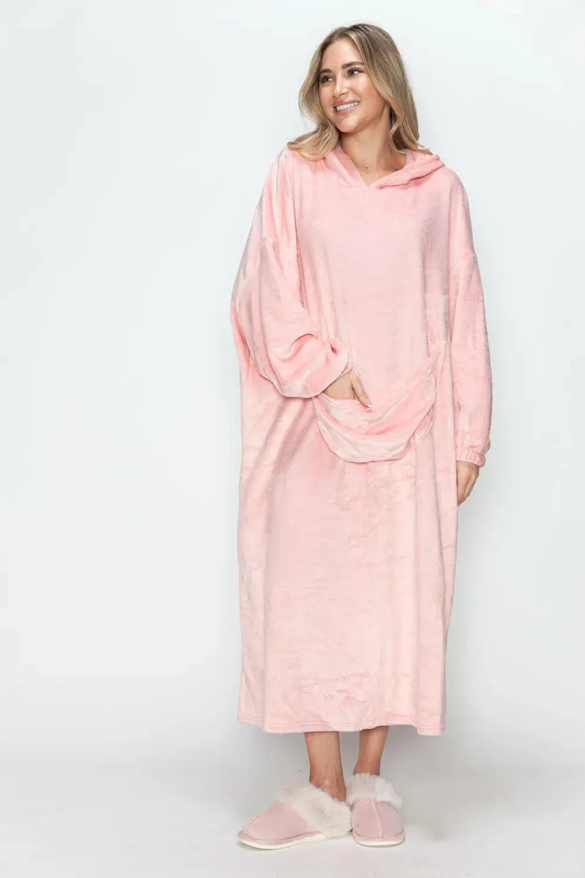 Double Take Pocketed Hooded Midi Lounge Dress  Style Ratio