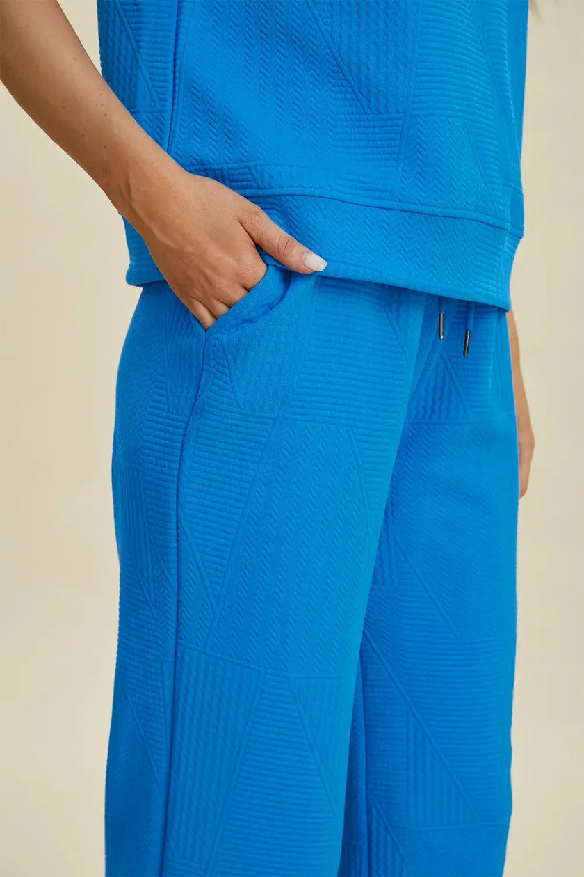 Double Take Full Size Texture Ruffle Short Sleeve Top and Wide Leg Pants Set  Style Ratio