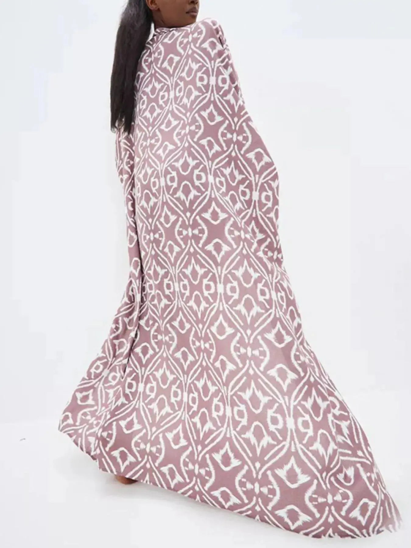 Geometric Print Surplice Beach Cover Up  Style Ratio