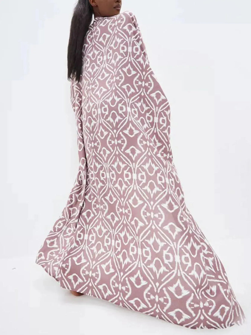 Geometric Print Surplice Beach Cover Up  Style Ratio
