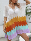 Openwork V-Neck Half Sleeve Cover-Up  Style Ratio