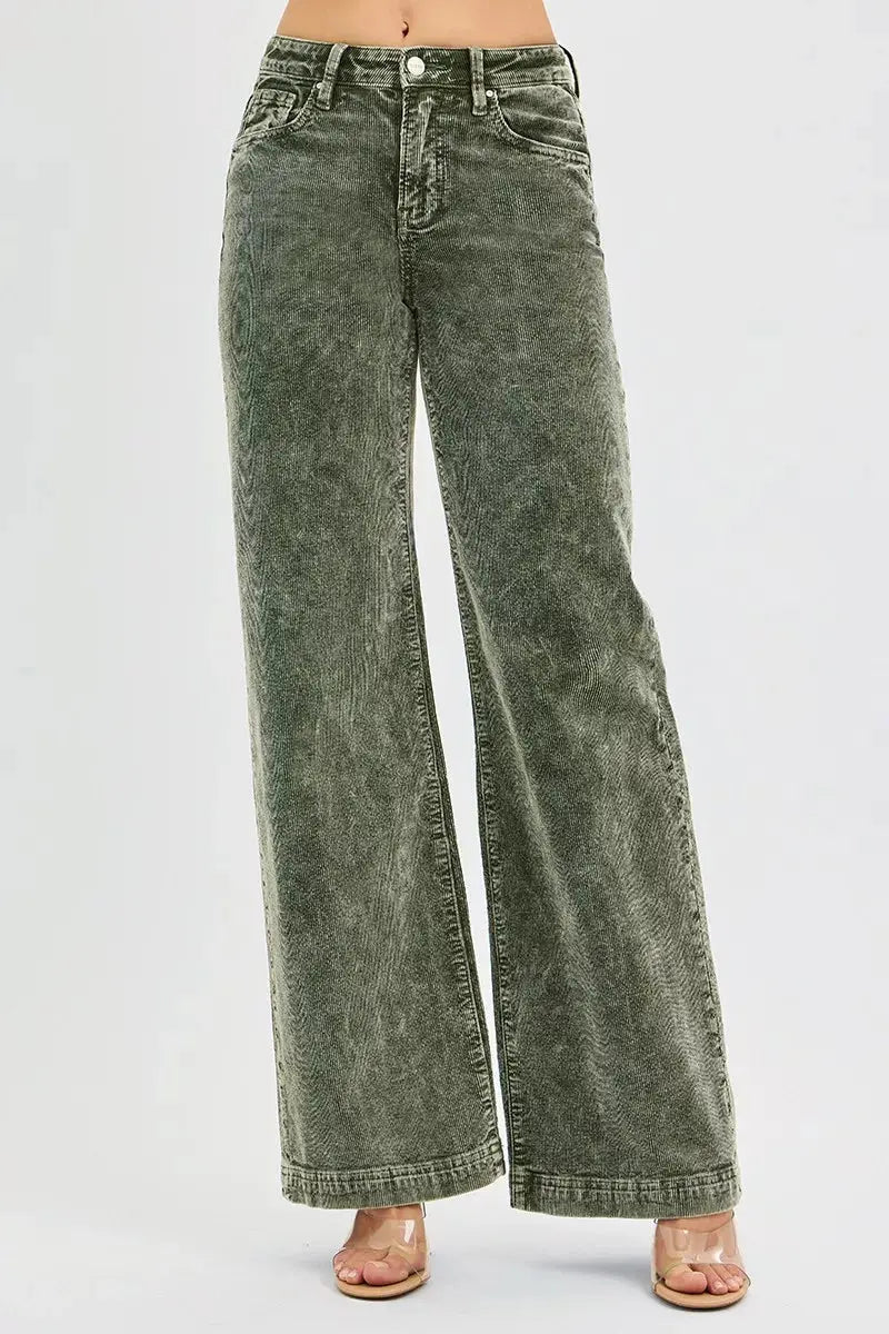 RISEN Full Size High Rise Wide Leg Corduroy Jeans  Style Ratio