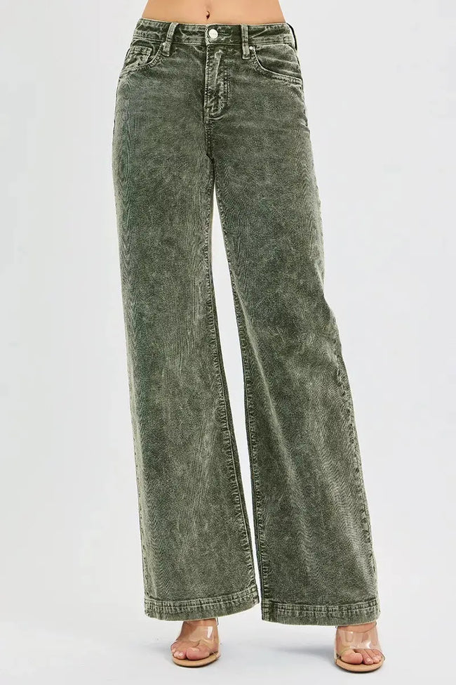RISEN Full Size High Rise Wide Leg Corduroy Jeans  Style Ratio