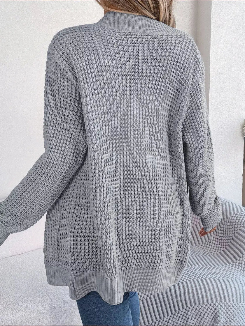Chunky Knit Open Front Cardigan with Pockets  Style Ratio