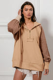 BiBi Half Zip French Terry Hoodie with Kint Sleeves  Style Ratio