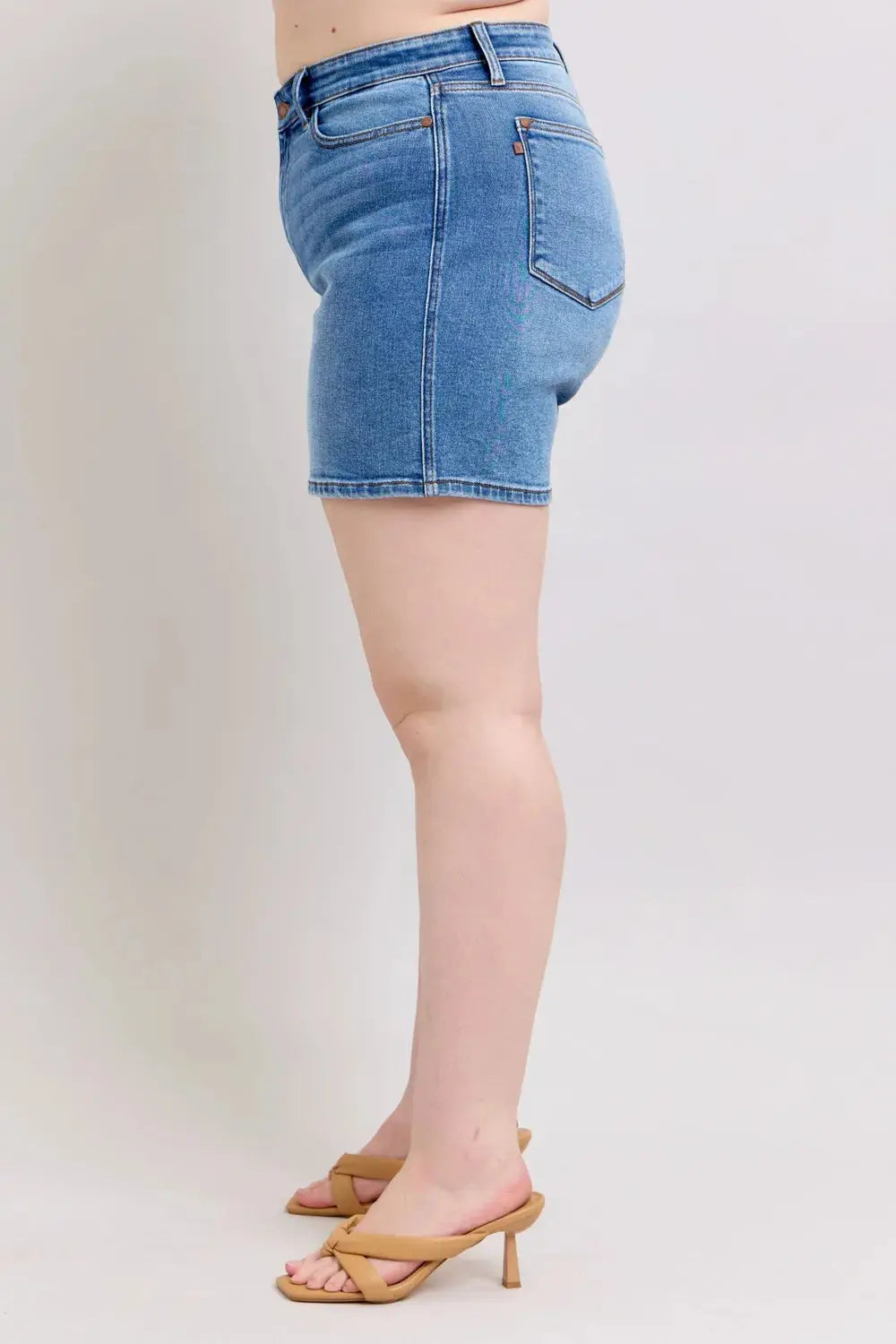 Judy Blue Full Size 2 Button Denim Shorts with Pockets Plus Size  Style Ratio