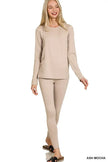 Zenana Microfiber Round Neck Top and Leggings Loungewear  Style Ratio