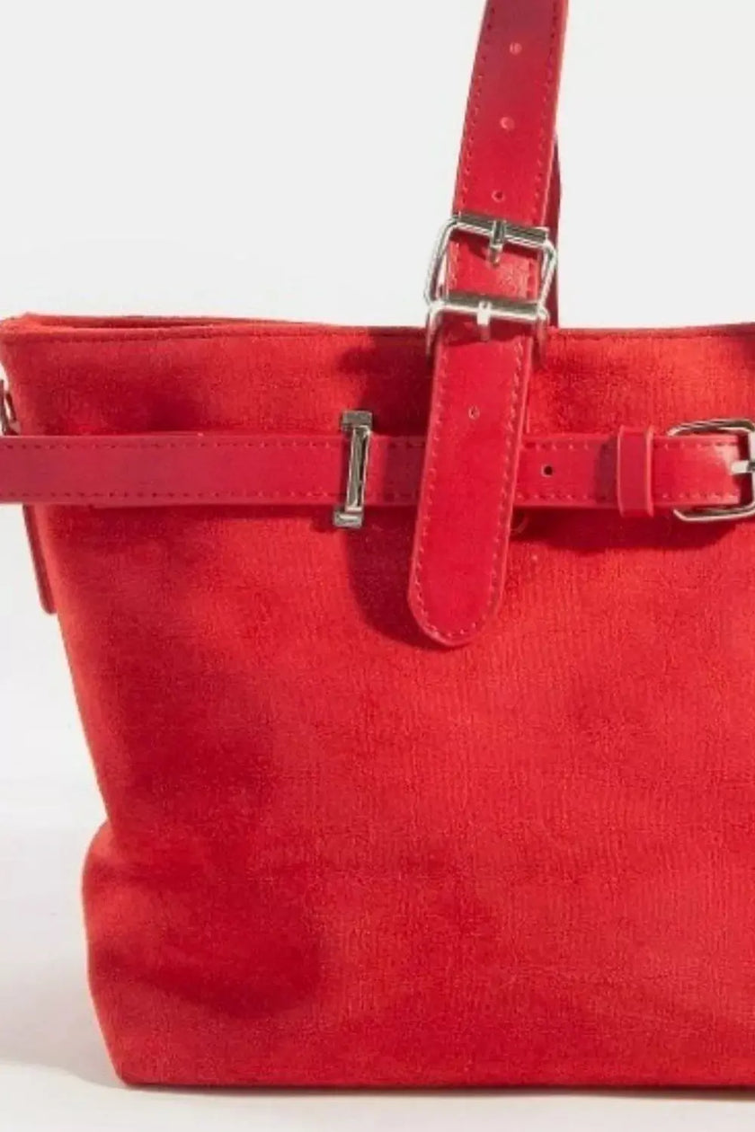 Fame Faux Leather Buckle Strap Detail Tote Bag  Style Ratio