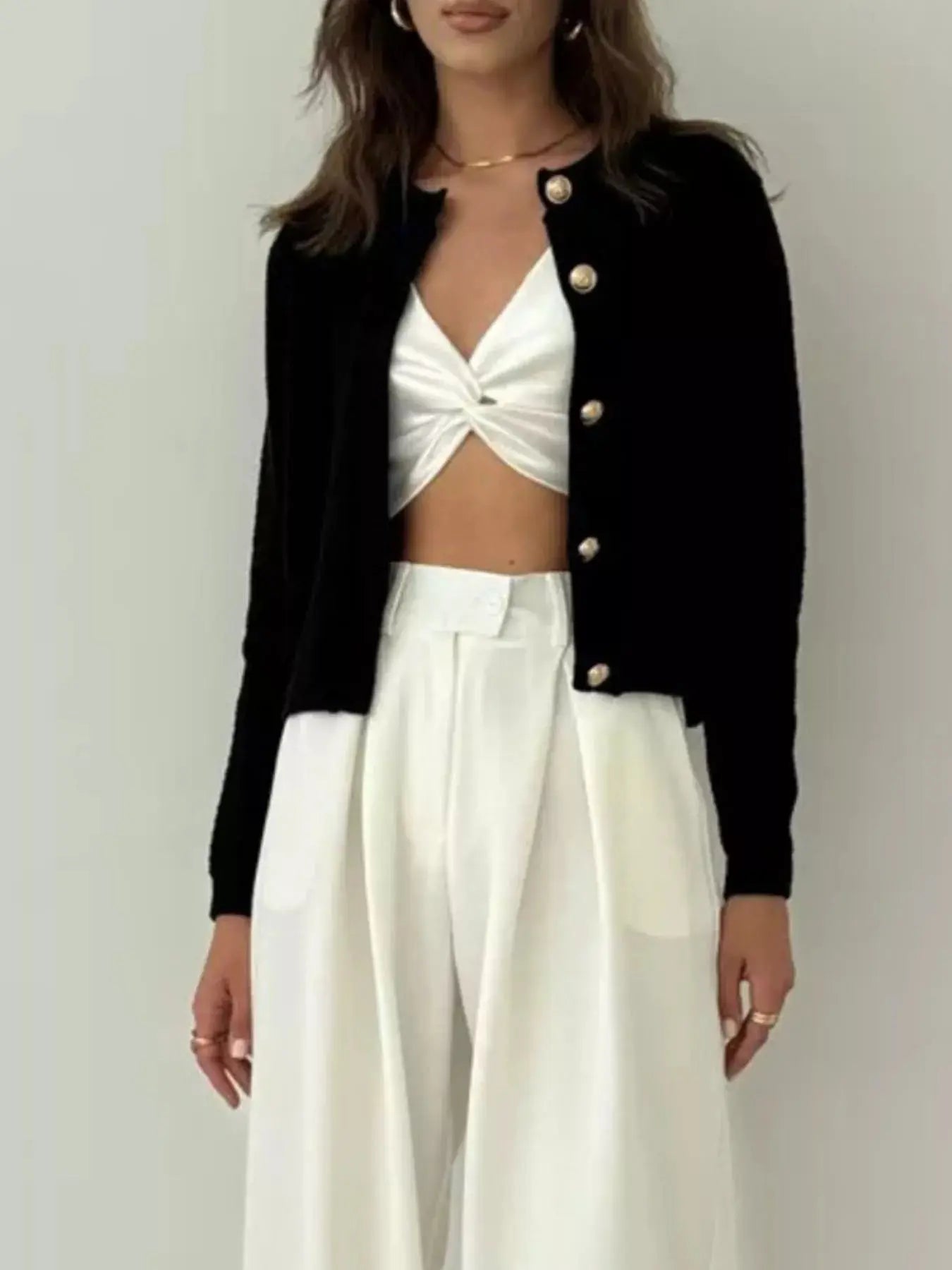 Button Up Texture Knit Cardigan  Style Ratio