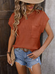 Mandy Pocketed Round Neck Cap Sleeve Sweater  Style Ratio