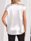 Satin V-Neck Cap Sleeve Blouse  Style Ratio
