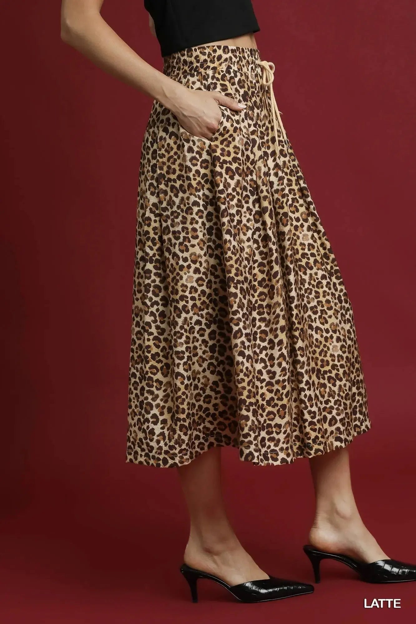 Umgee Drawstring Leopard Midi Skirt  Style Ratio