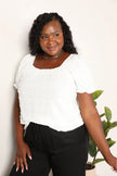 Mandy Swiss Dot Puff Sleeve Square Neck Blouse  Style Ratio