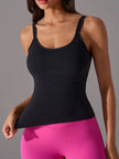 Scoop Neck Active Tank with Detachable Chest Pads  Style Ratio