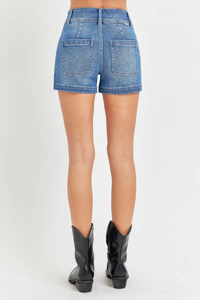 RISEN Full Size High Rise Patched Front Pocket Shorts  Style Ratio