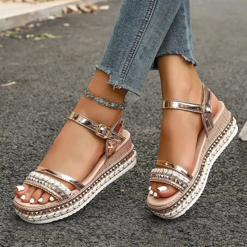 Rhinestone Embellished Platform Sandals  Style Ratio