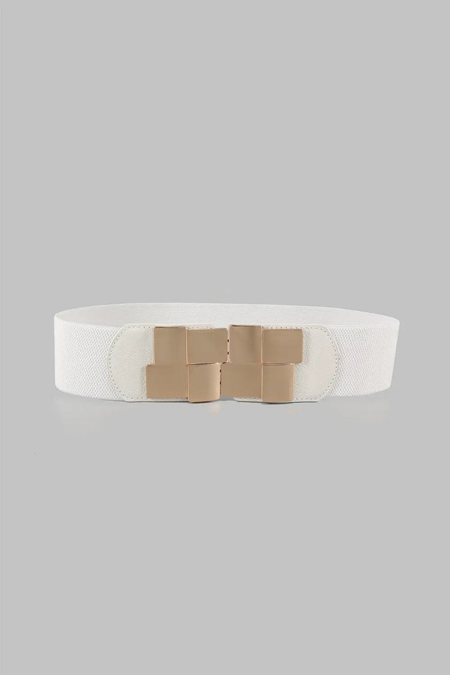 Geometric Buckle Elastic Wide Belt  Style Ratio